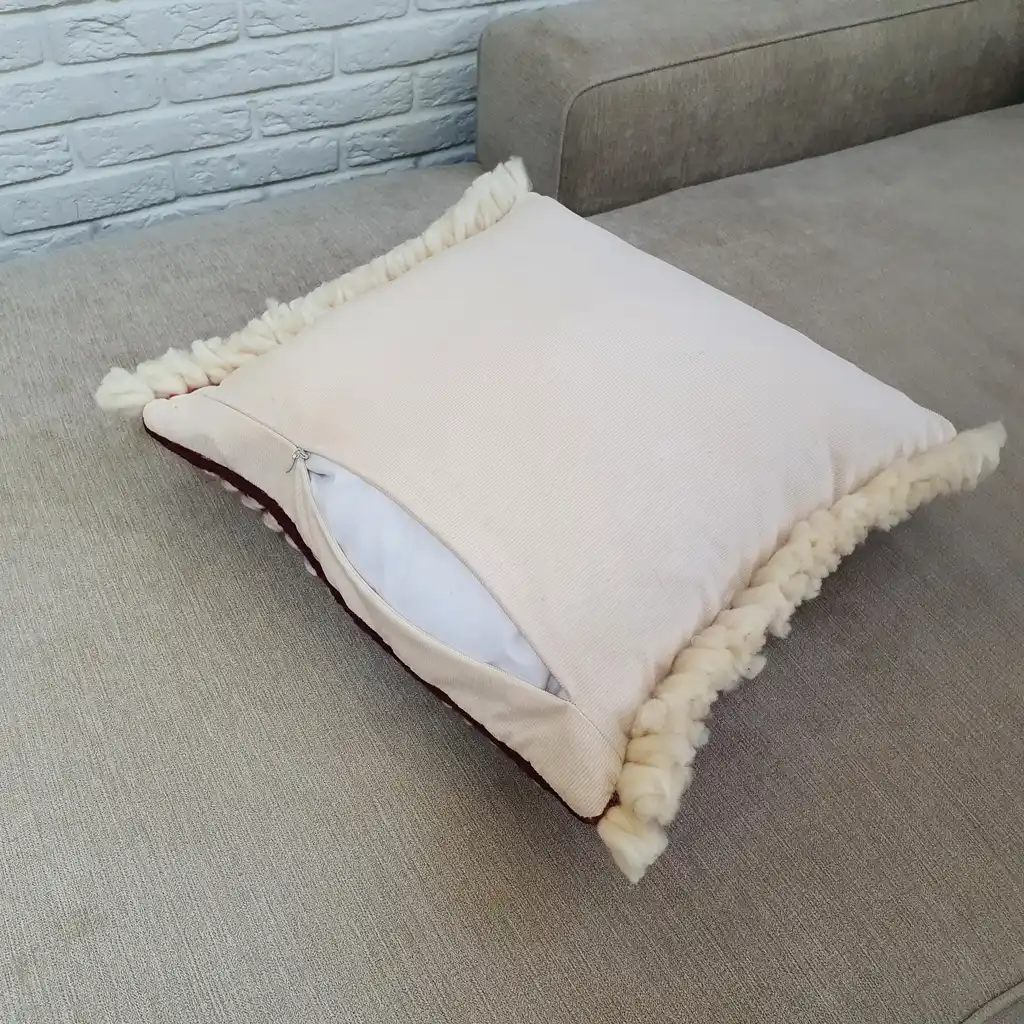 Handmade crochet cushion pillow chunky wool, cotton.