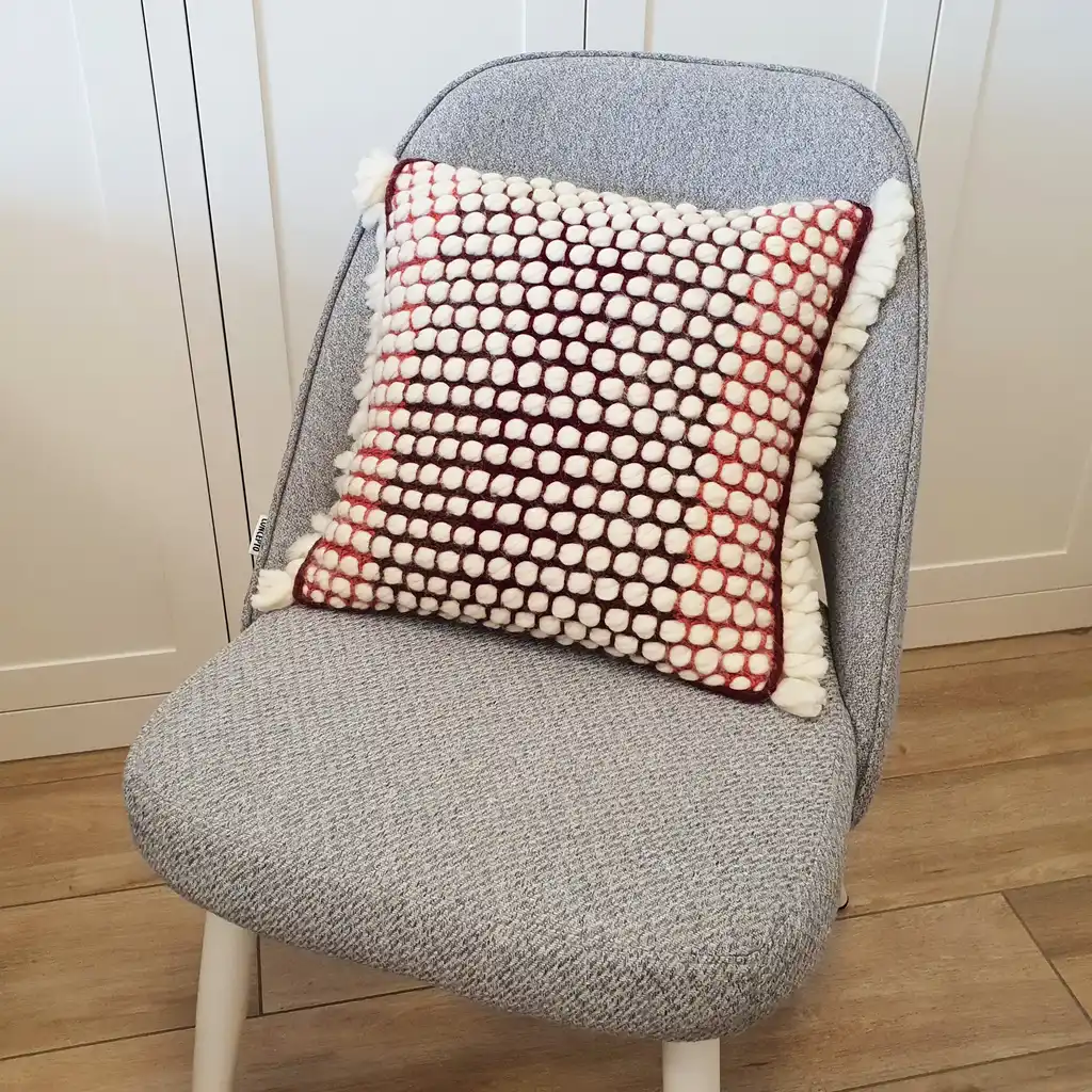 Handmade crochet cushion pillow chunky wool, cotton.