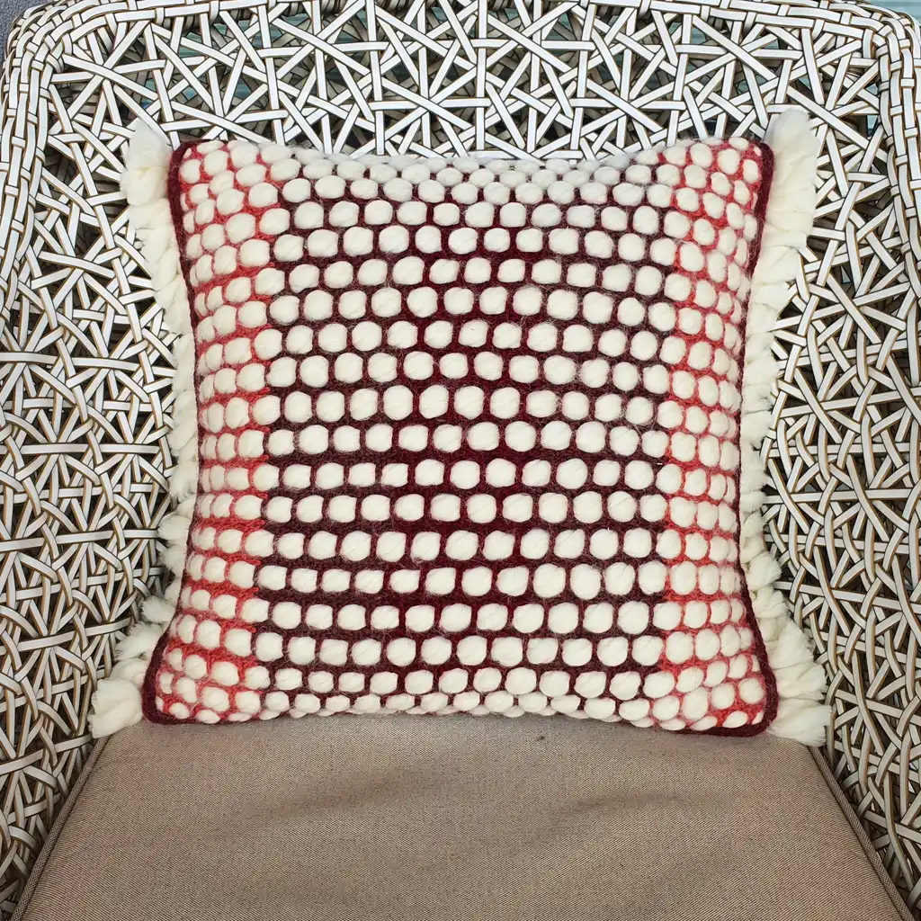 Handmade crochet cushion pillow chunky wool, cotton.