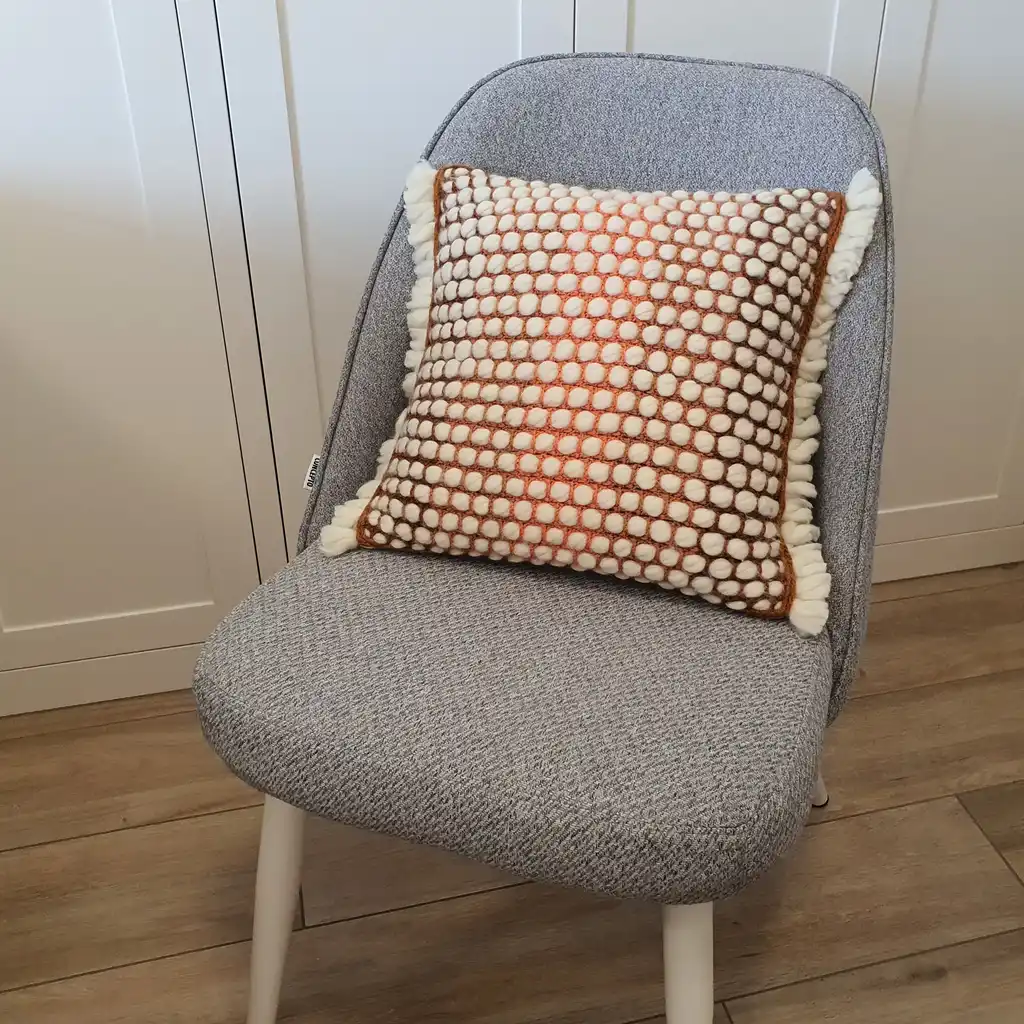 Handmade crochet cushion pillow chunky wool, cotton.