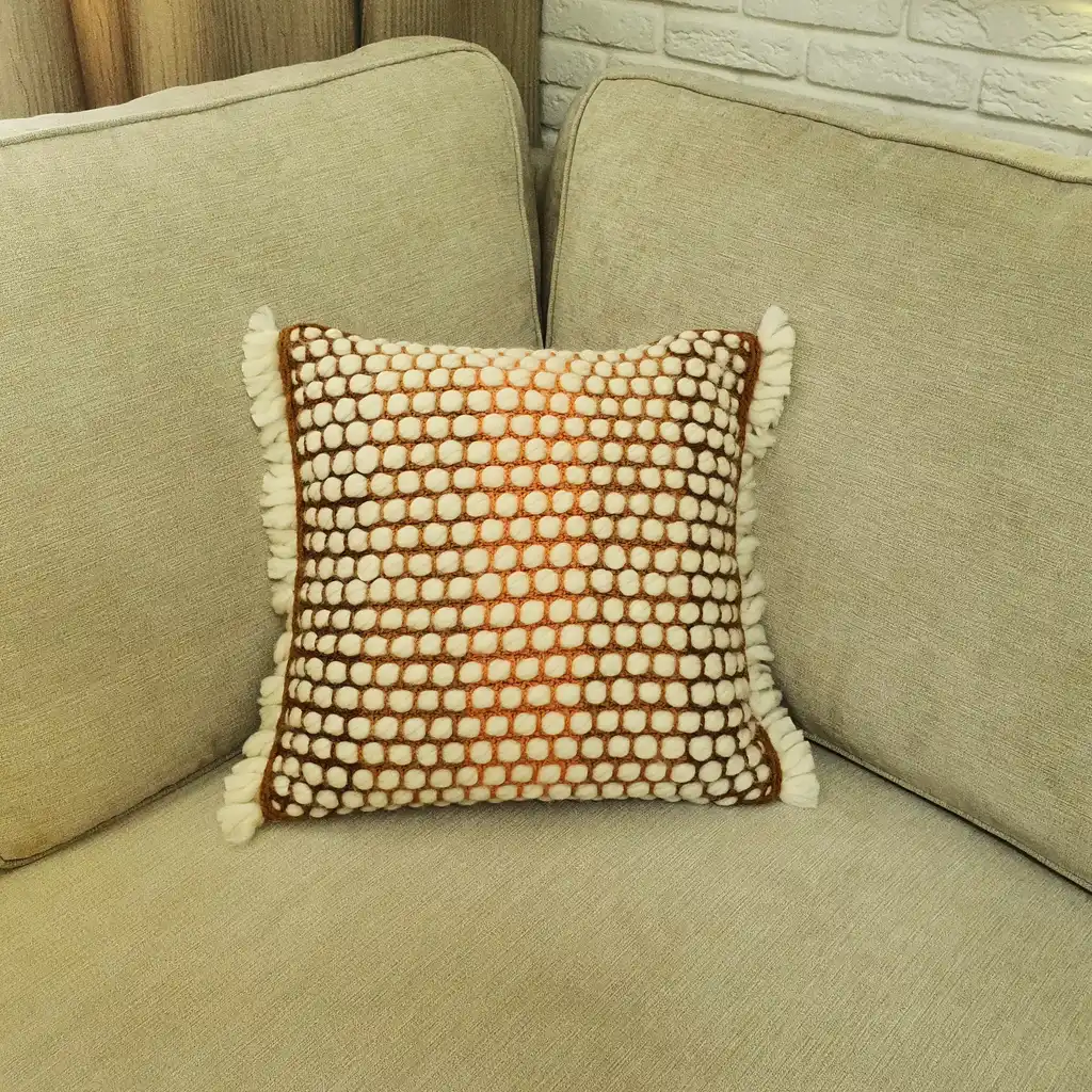 Handmade crochet cushion pillow chunky wool, cotton.