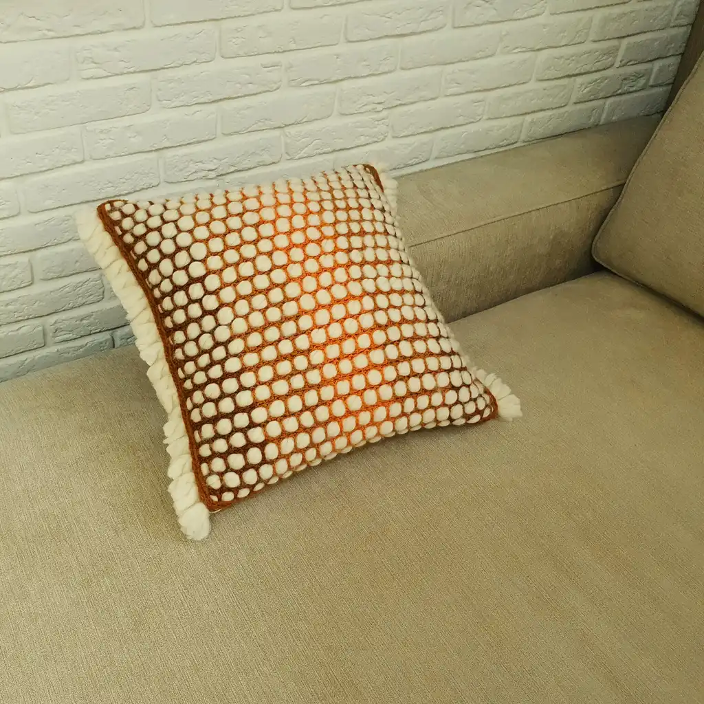 Handmade crochet cushion pillow chunky wool, cotton.