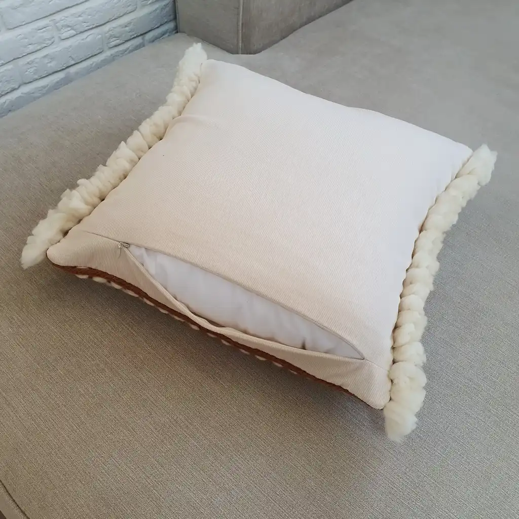 Handmade crochet cushion pillow chunky wool, cotton.