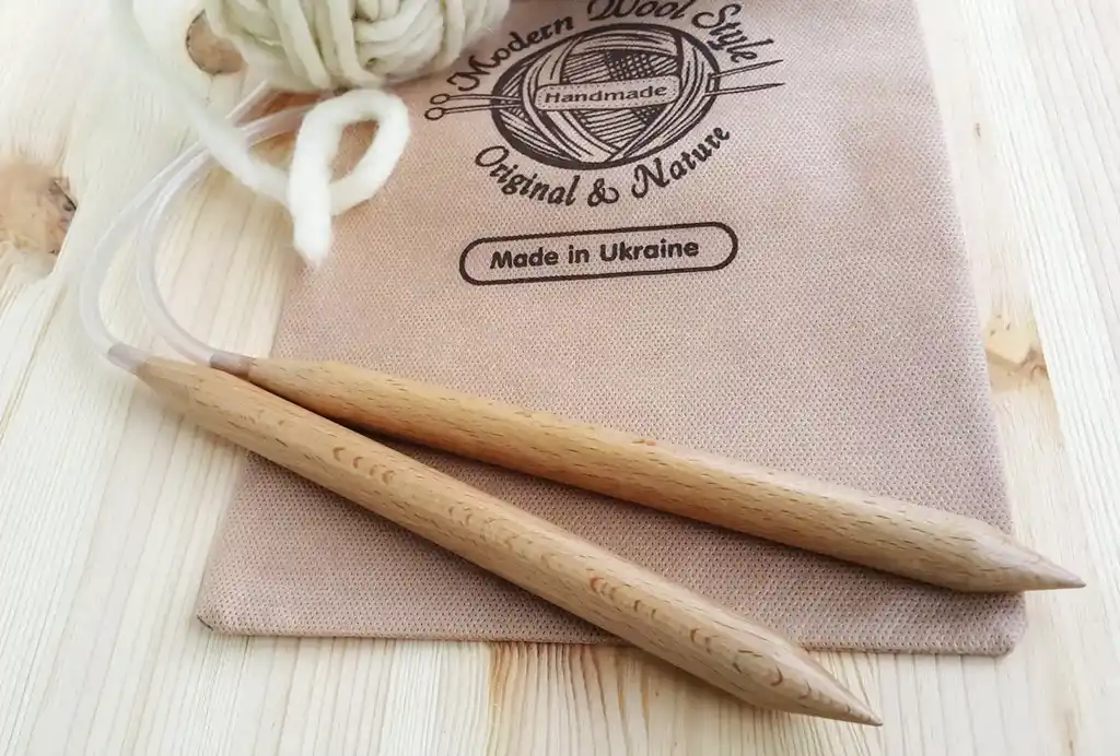 beech wood needle 15mm diameter for needlework and embroidery crafts.