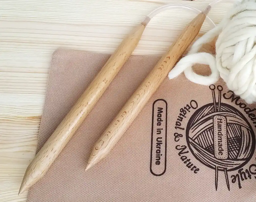 beech wood needle 15mm diameter for needlework and embroidery crafts.