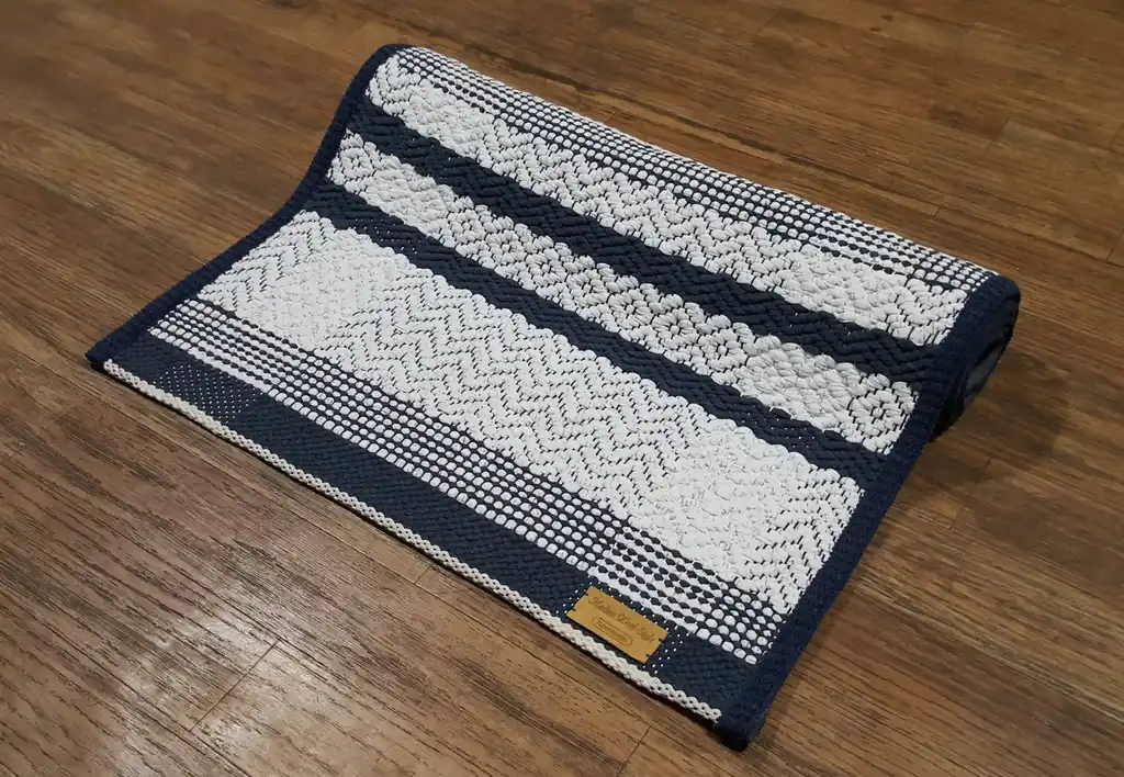 traditional Slavic cotton woven rug with geometric patterns, machine washable home decor.