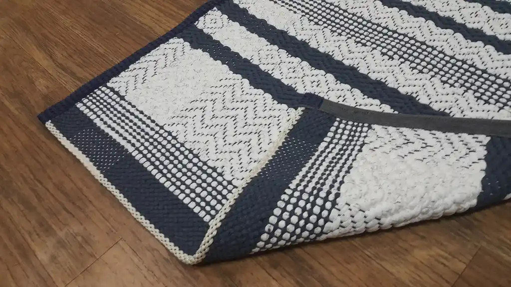 traditional Slavic cotton woven rug with geometric patterns, machine washable home decor.