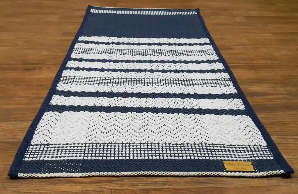 traditional Slavic cotton woven rug with geometric patterns, machine washable home decor.