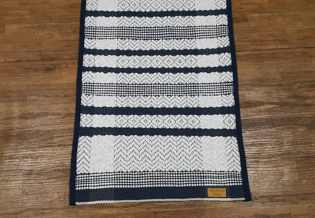 traditional Slavic cotton woven rug with geometric patterns, machine washable home decor.