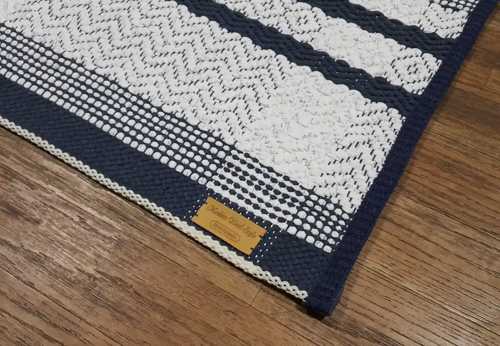 traditional Slavic cotton woven rug with geometric patterns, machine washable home decor.