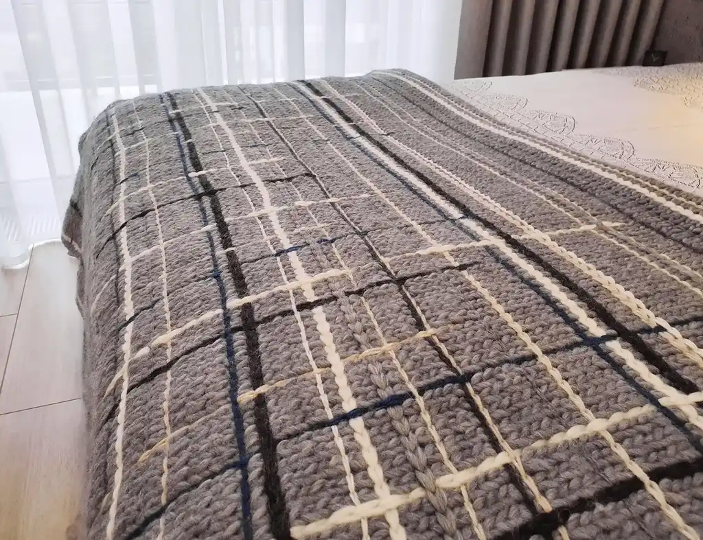 luxury knitted throw made from merino wool.