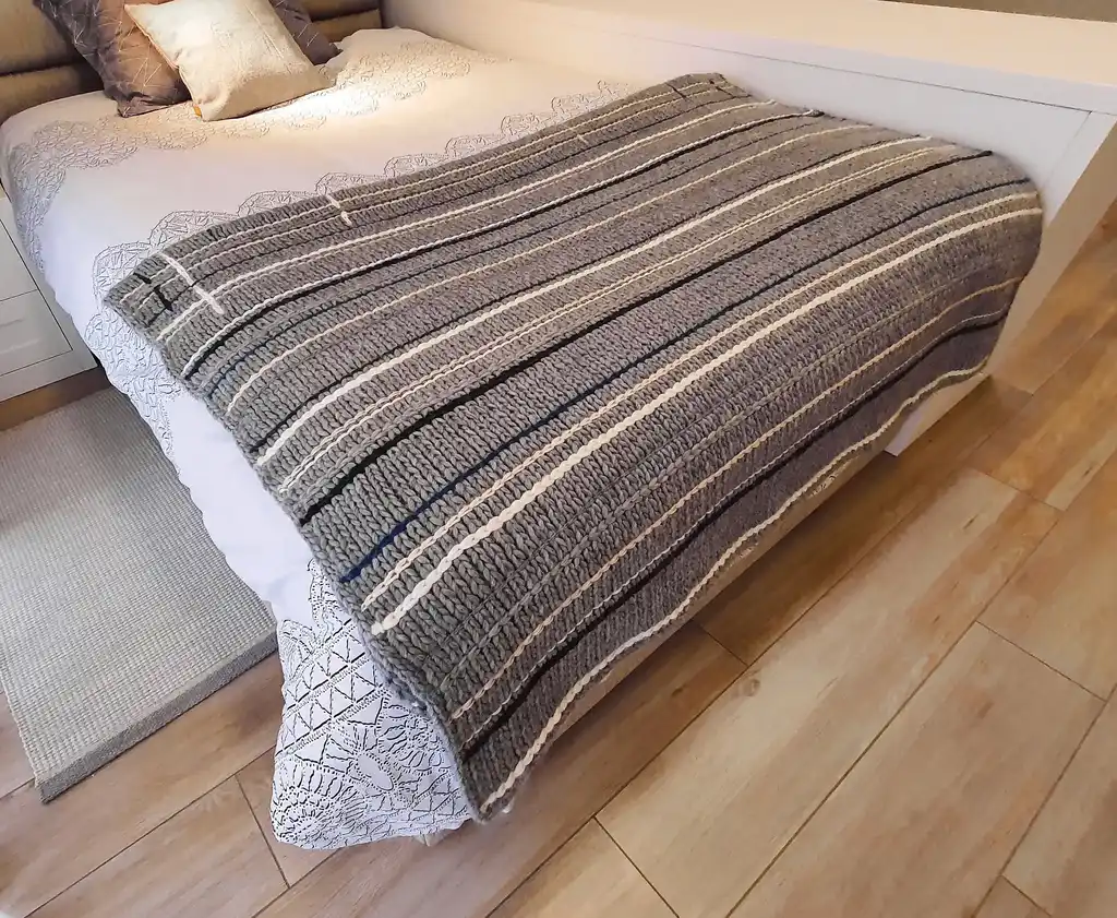 luxury knitted throw made from merino wool.
